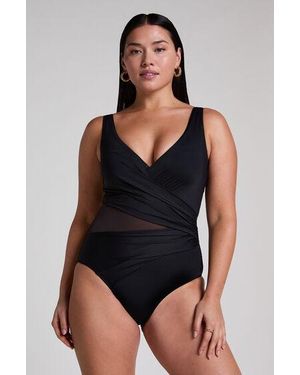 Hunkemöller Shaping Shell Mesh Swimsuit - Black
