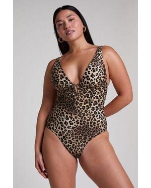 Hunkemöller Luxe Animalia Shaping Bathingsuit - Brown