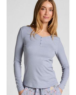 Hunkemöller Longsleeved Pyjama Top Henley - Grey