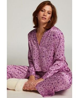 Hunkemöller Satin Long-Sleeved Jacket - Purple