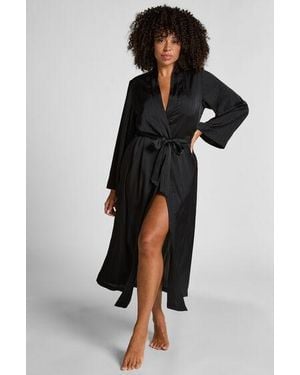Hunkemöller Satin Pinstripe Kimono - Black