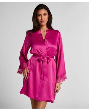 Hunkemöller Kimono de satén Peonie - Rosa