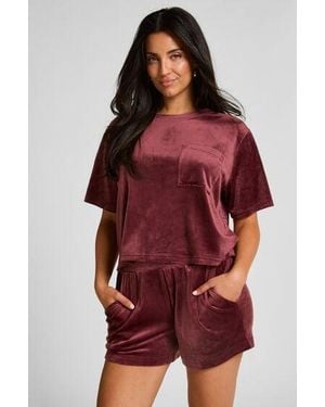Hunkemöller Velvet Pocket Shorts - Red