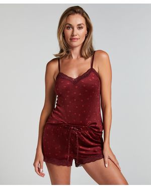 Hunkemöller Velvet Lace Shorts - Red