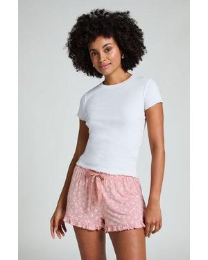 Hunkemöller Jersey Ruffled Shorts - White