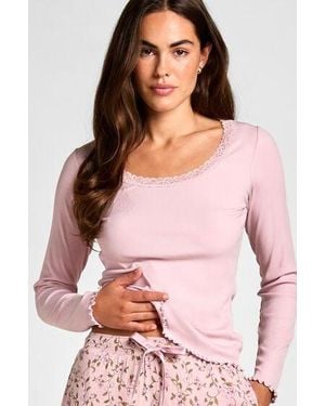 Hunkemöller Top Jersey Lace - Pink