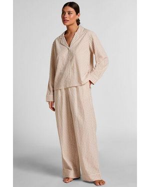 Hunkemöller Dobby Pyjama Pant Woven Cotton - Natural