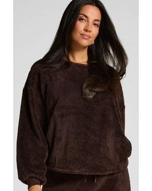 Hunkemöller Longsleeved Top Fluffy Fleece - Brown