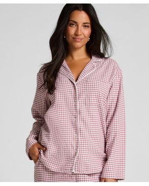 Hunkemöller Pyjamatop Flanel Essentials - Roze