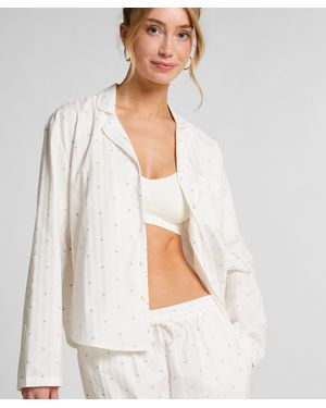 Hunkemöller Jacquard Pyjama-Oberteil und Langarm - Weiß