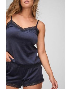 Hunkemöller Cami Top Velours Lace - Blauw