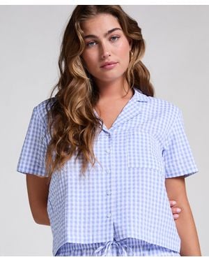Hunkemöller Kurzärmelige Jacke Seersucker - Blau