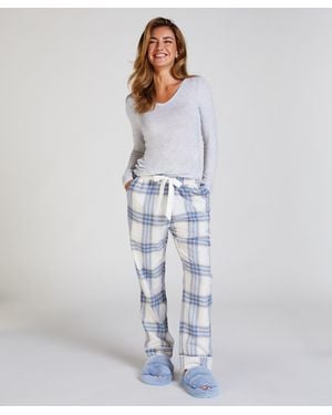 Hunkemöller Tall Flannel Pyjama Trousers - Blue