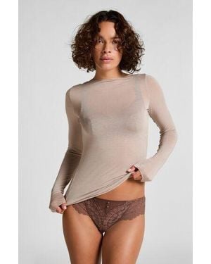 Hunkemöller Super Soft Boatneck Shirt With Cashmere - Brown