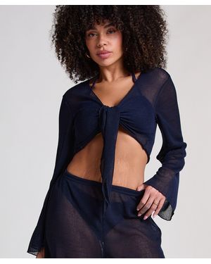 Hunkemöller Top de playa de punto - Azul
