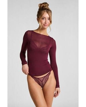 Hunkemöller Super Soft Boatneck Shirt With Cashmere - Red