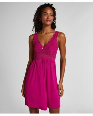 Hunkemöller Vestido lencero Nora Lace - Rosa