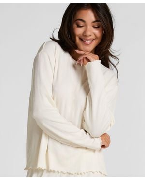 Hunkemöller Pyjama Top Loose Pointelle - Naturel