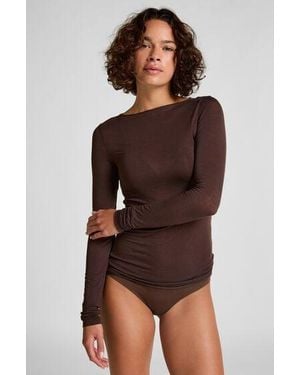 Hunkemöller Super Soft Boatneck Shirt With Cashmere - Brown