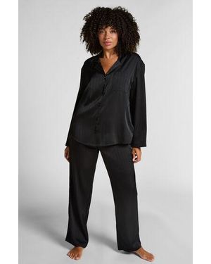 Hunkemöller Satin Pinstripe Trousers - Black