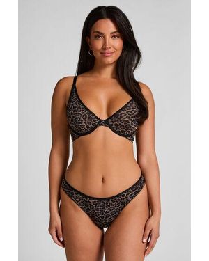 Hunkemöller Highleg String Tara Leopard - Brown