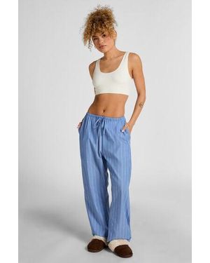 Hunkemöller Pant Woven Cotton Stripe - Blue