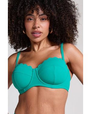 Hunkemöller Scallop Padded Strapless Underwired Bikini Top Cup E - Blue
