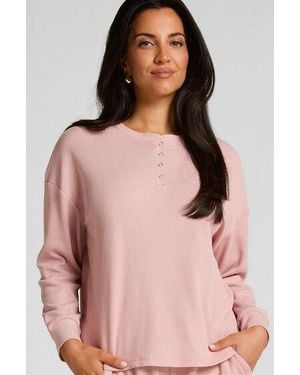 Hunkemöller Top Waffle Henley - Pink