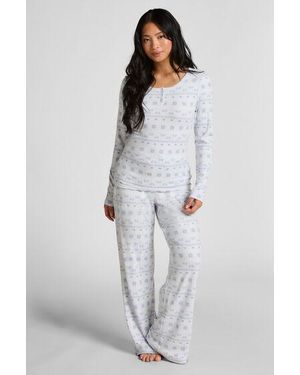 Hunkemöller Pyjamaset Jersey Fairisle - Grey