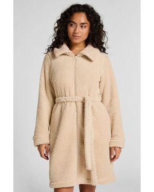 Hunkemöller Robe Zip Up Fleece - Natural