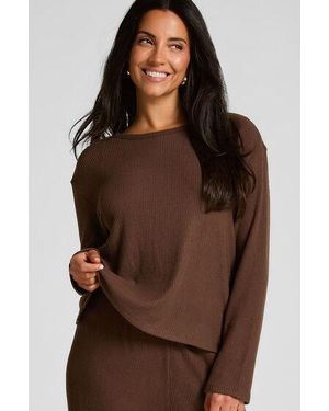 Hunkemöller Jersey Long-Sleeved Pyjama Top - Brown