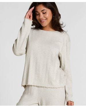 Hunkemöller Pyjama Top Loose Pointelle - Grijs