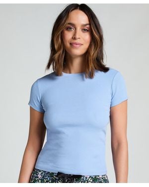 Hunkemöller Pyjamatop Rib Crew Neck - Blau