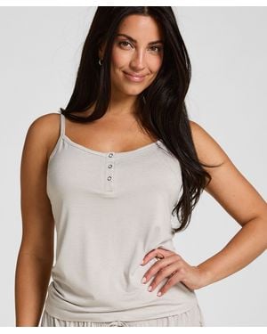 Hunkemöller Top de Pijama de Rayas con Botones - Blanco