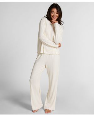Hunkemöller Pyjamabroek Loose Pointelle - Naturel