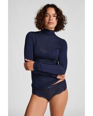 Hunkemöller Super Soft Turtleneck Shirt With Cashmere - Blue