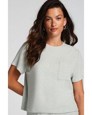 Hunkemöller Rib Short-Sleeved Top - Grey