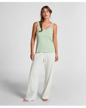Hunkemöller Rippjersey-Top mit Spitze - Weiß