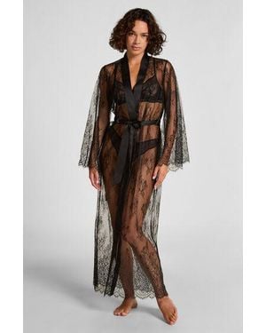 Hunkemöller Long Allover Lace Kimono - Brown