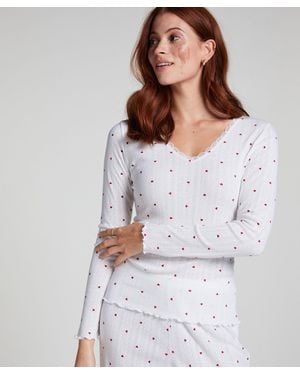 Hunkemöller Pointelle Long-sleeved Pyjama Top - White