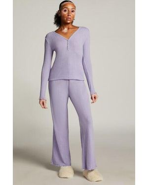 Hunkemöller Pointelle Pyjama Trousers - Purple