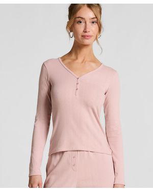 Hunkemöller Pyjamatop Henley - Pink