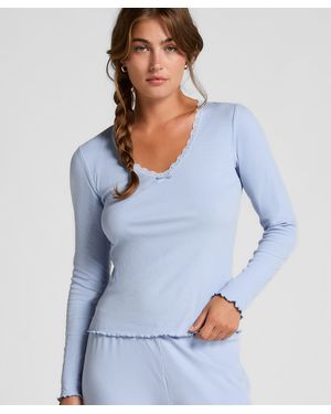 Hunkemöller Geripptes Jersey-Top - Blau