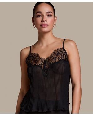Hunkemöller Plissiertes Spitzen-Cami - Schwarz
