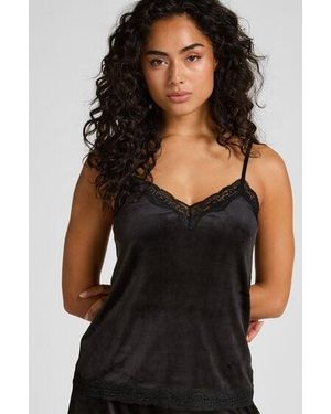 Hunkemöller Velours Lace Cami Top - Black
