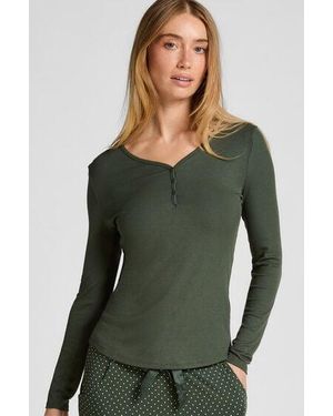 Hunkemöller Longsleeved Pyjama Top Henley - Green