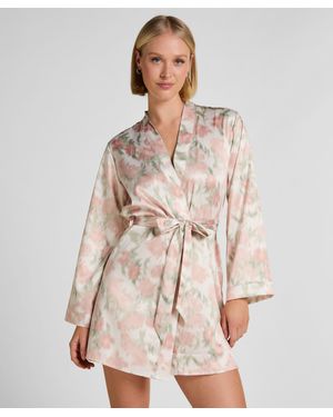 Hunkemöller Kimono de Satén con Estampado Floral - Neutro