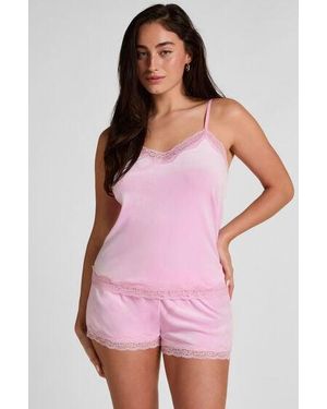 Hunkemöller Short Velours Lace - Pink