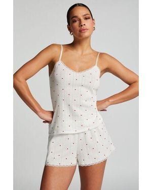 Hunkemöller Pointelle Pyjama Shorts - White