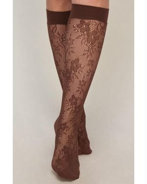 Hunkemöller Sheer Socks Lace Fishnet - Brown